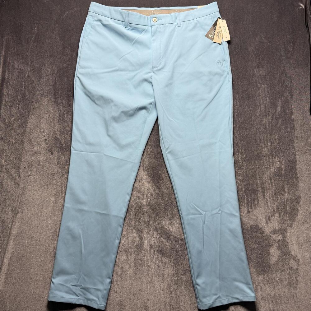 Original Penguin Chino Pants Mens 38x32 Blue Stretch Sorona Golf Flat Front